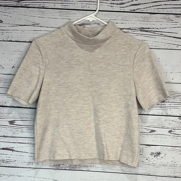 Zara Light Gray Mock Neck Crop Top - Picture 1 of 4